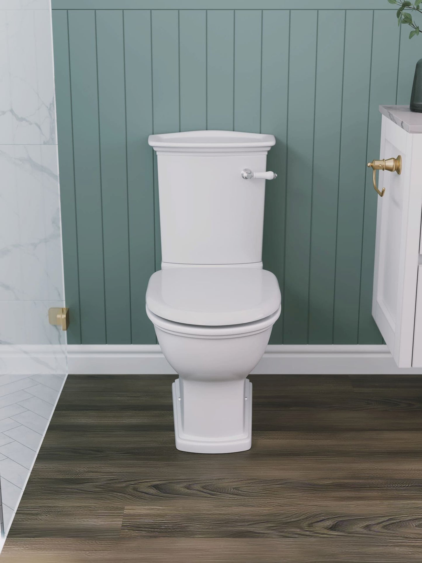 RAK Washington Front Lever Close-Coupled Toilet Suite, S-Trap