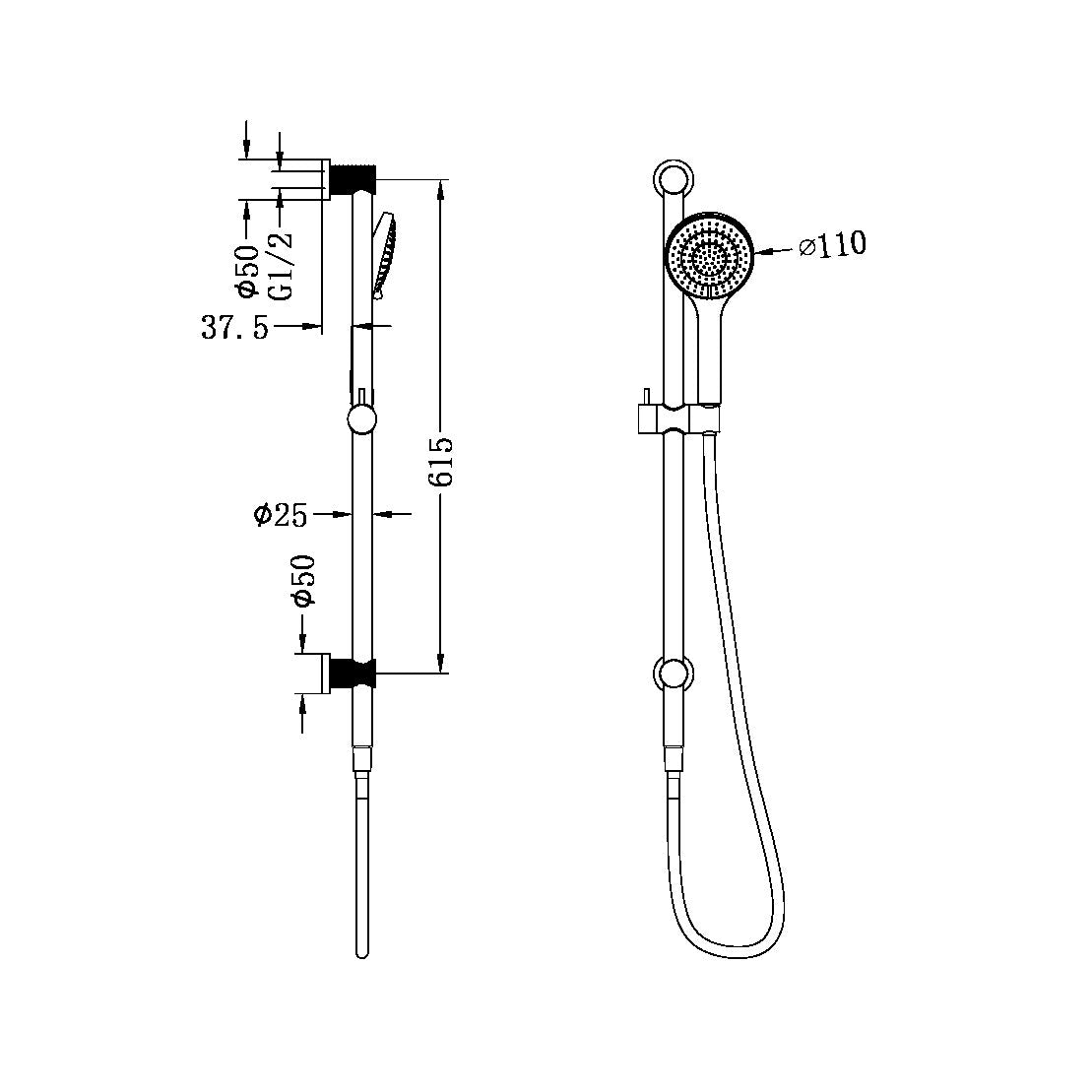 Opal Brushed Gold Rail Shower