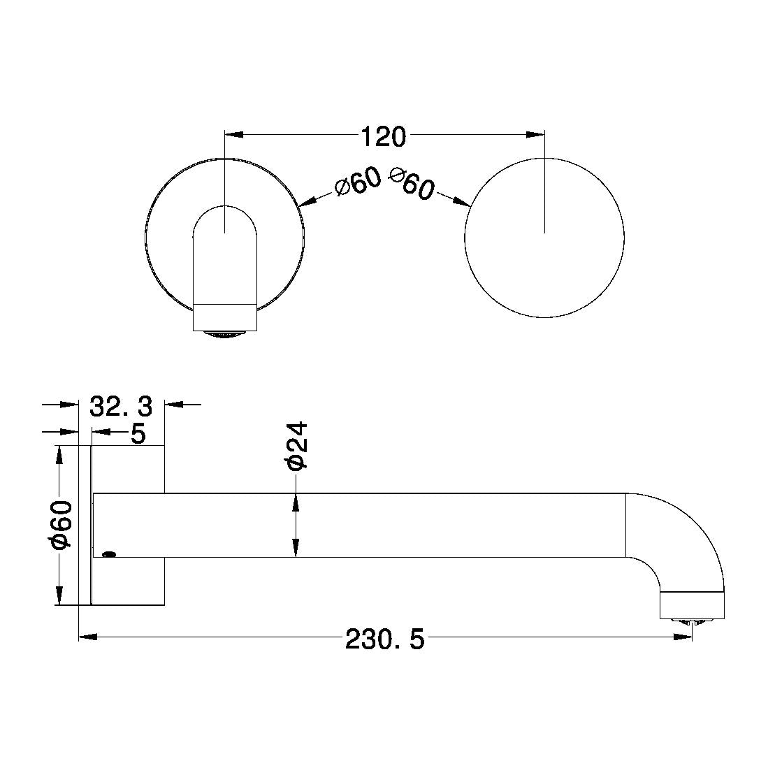 Kara Progressive Matte Black Wall Basin Set 160mm Spout