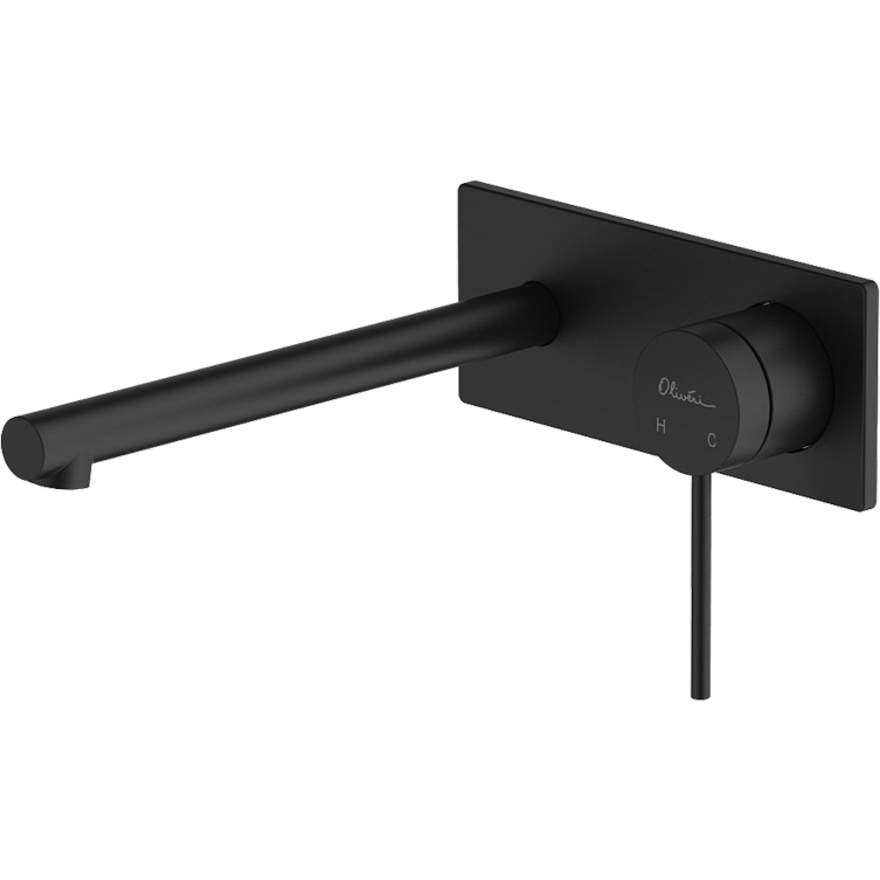 Venice Matte Black Straight Wall Mixer Set