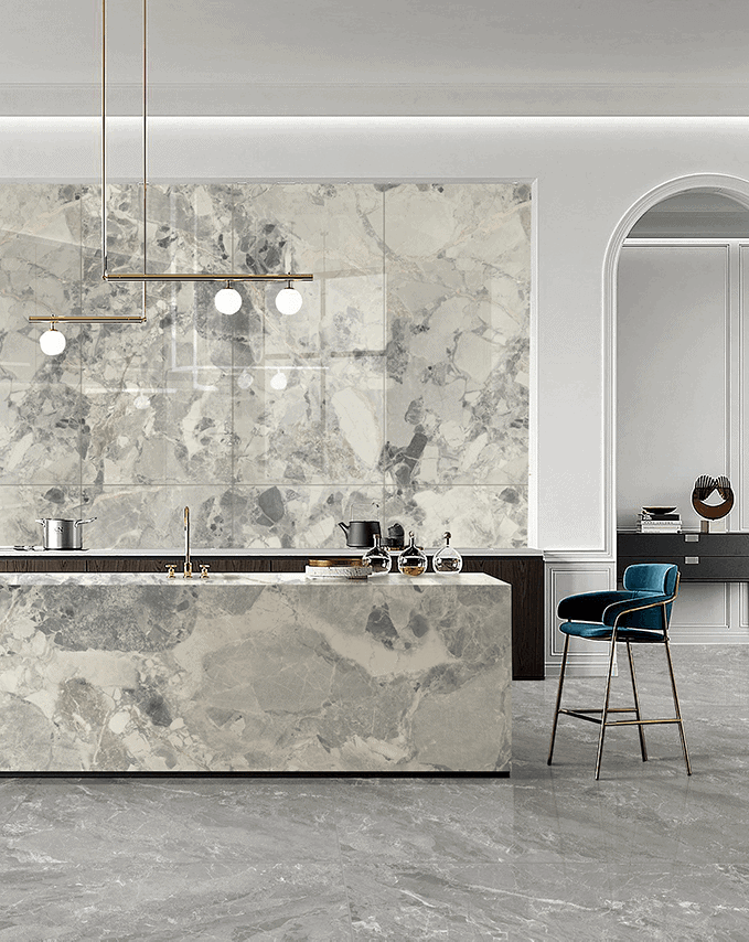 Super White Dolomite - ceramica living mock up