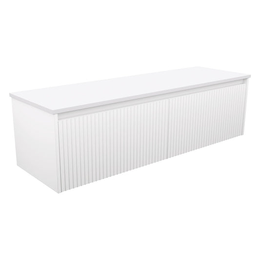 Alina Fluted Satin White 1500 Wall-Hung Cabinet