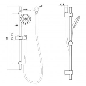 Elle Stainless Steel Hand Shower on Rail