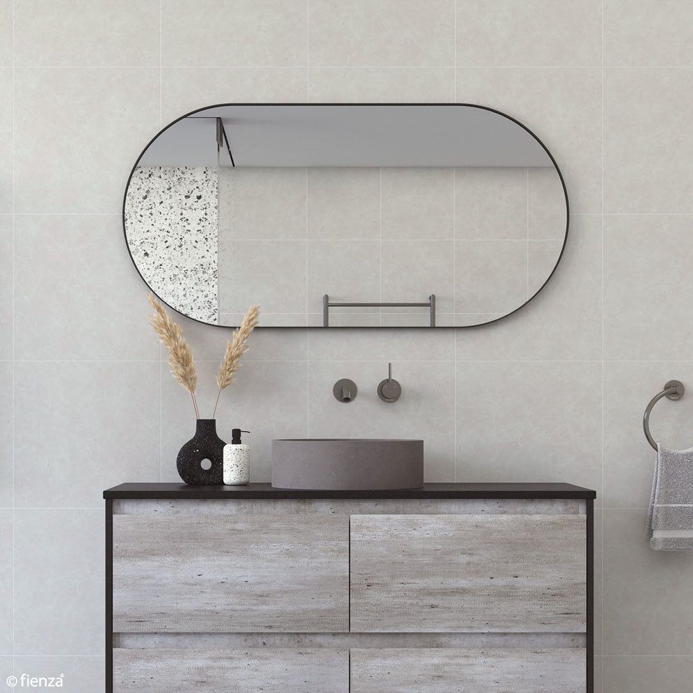 Empire Matte Black Framed Mirror, 450 x 900mm