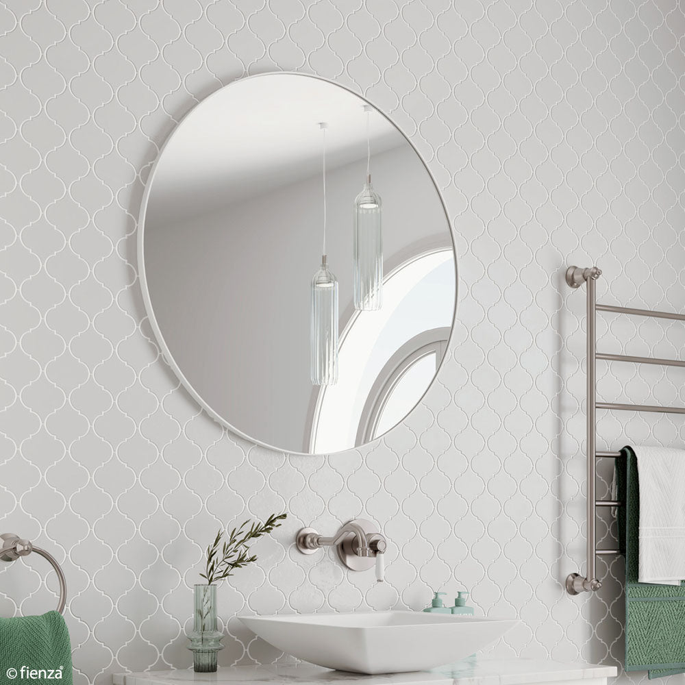 Reba Matte White Framed Mirror, 800mm