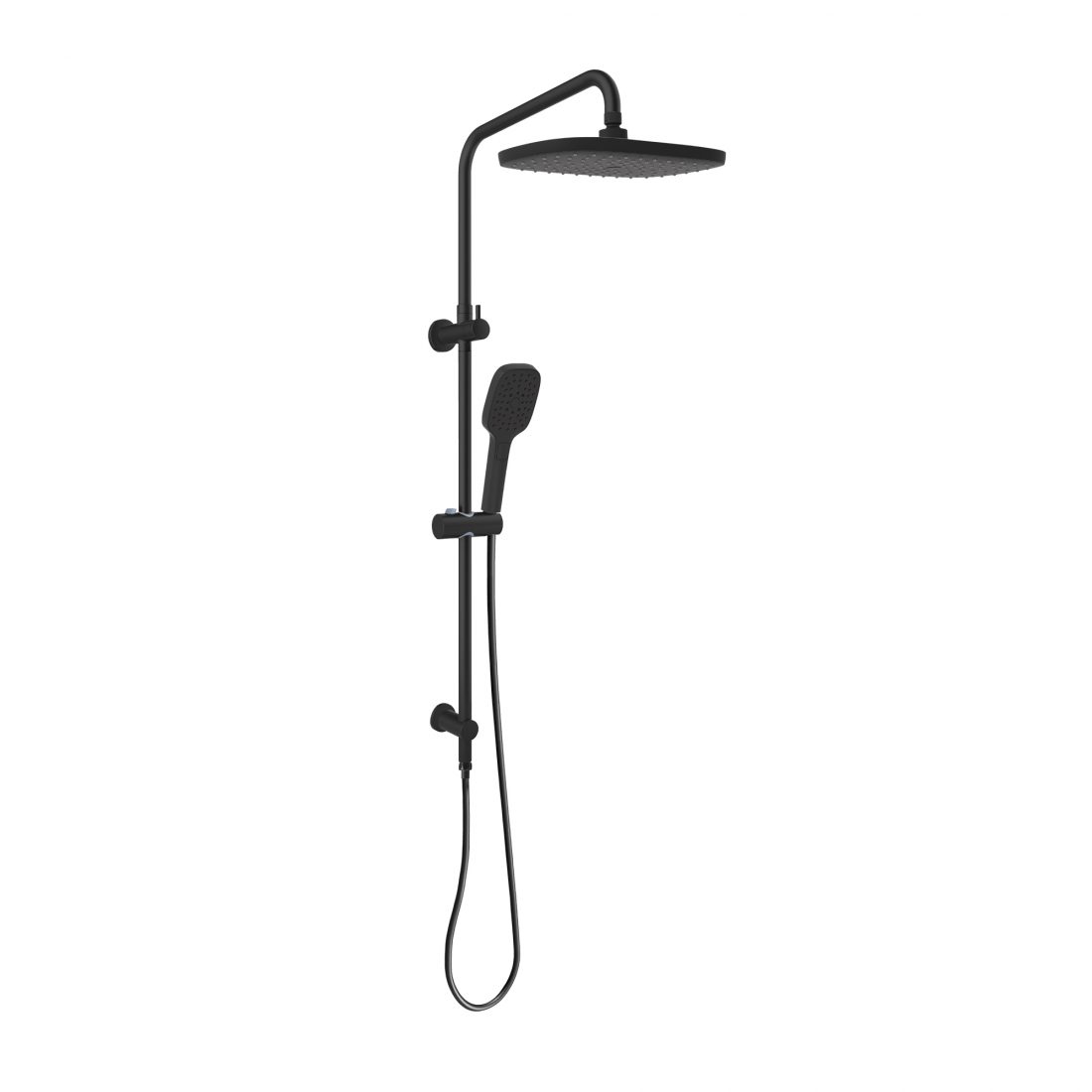 Huntingwood Matte Black Twin Shower with Rail