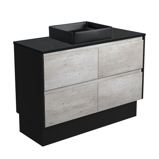 Luciana MB, Black Sparkle Amato 1200 Industrial Vanity, Satin Black Panels and Kick