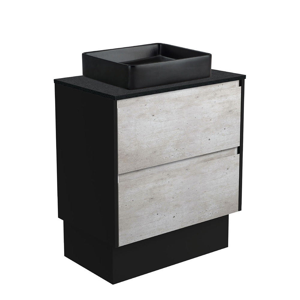 Luciana MB, Black Sparkle Amato 750 Industrial Vanity, Satin Black Panels and Kick