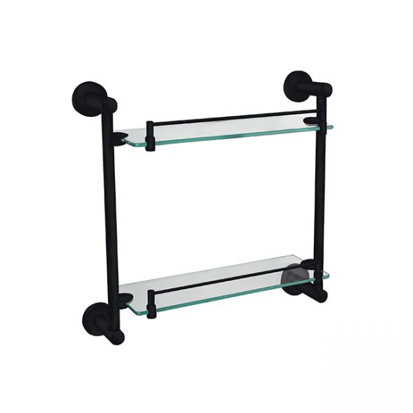 Loui Matte Black Double Glass Shelf