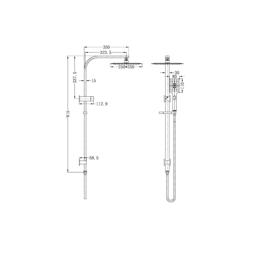 Celia Matte Black Shower Set Square Head