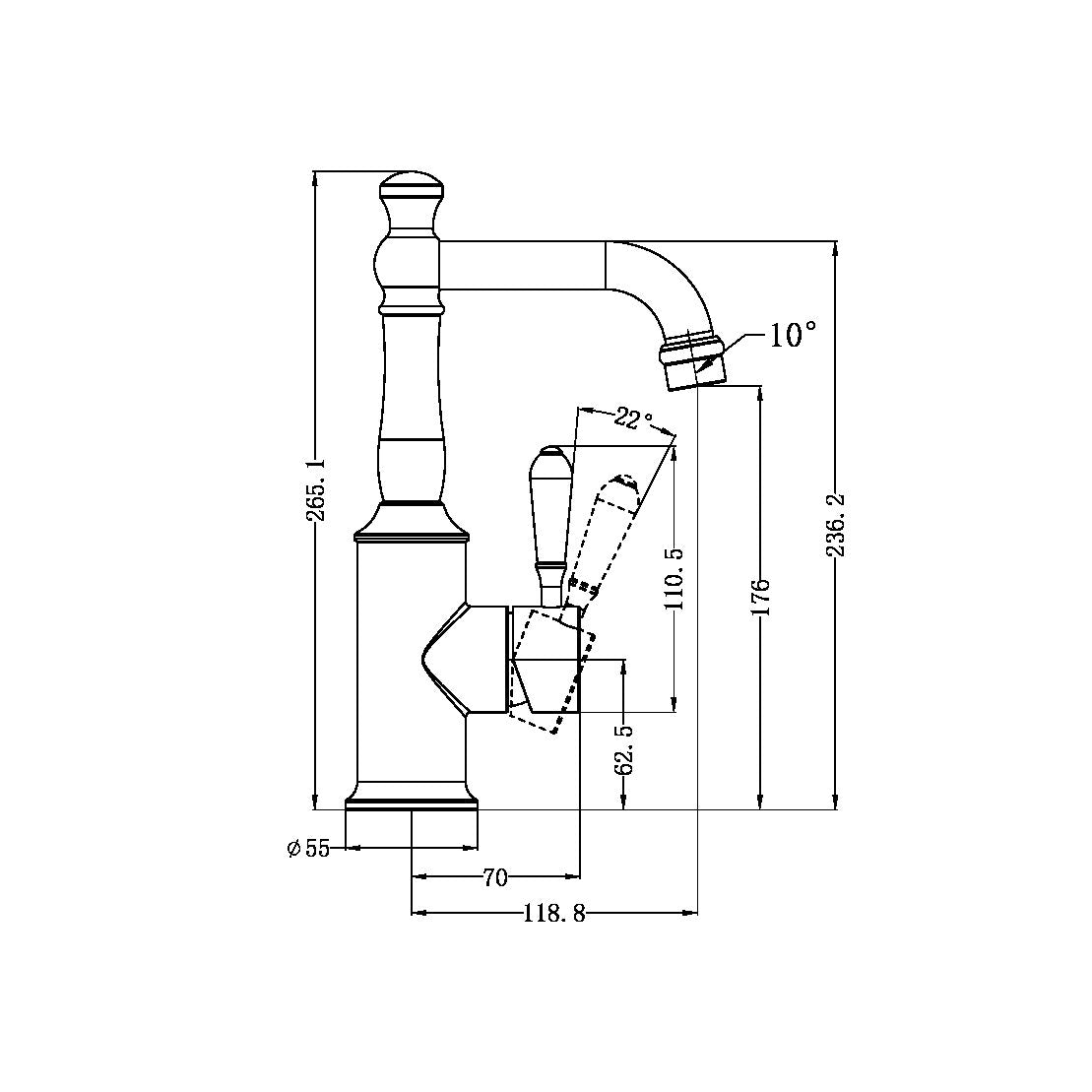 York Aged Brass Basin Mixer with Metal Lever