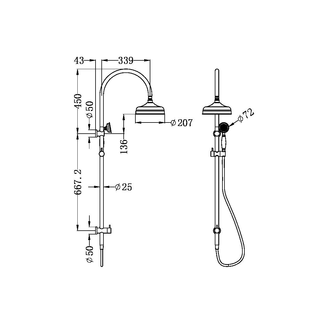 York Chrome Shower with Porcelain Hand Shower