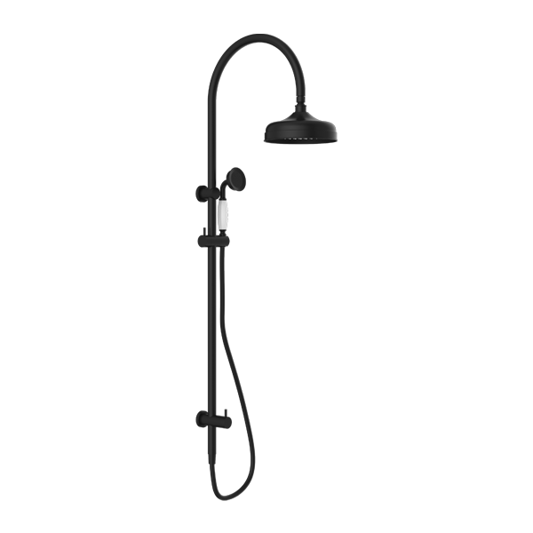 York Matte Black Shower with Porcelain Hand Shower