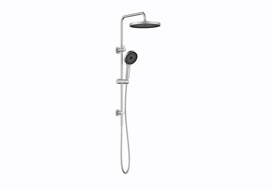 The Gabe Brushed Nickel Twin Shower on Rail