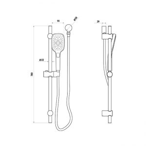 Huntingwood Chrome Hand Shower on Rail