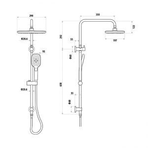 Huntingwood Matte Black Twin Shower with Rail