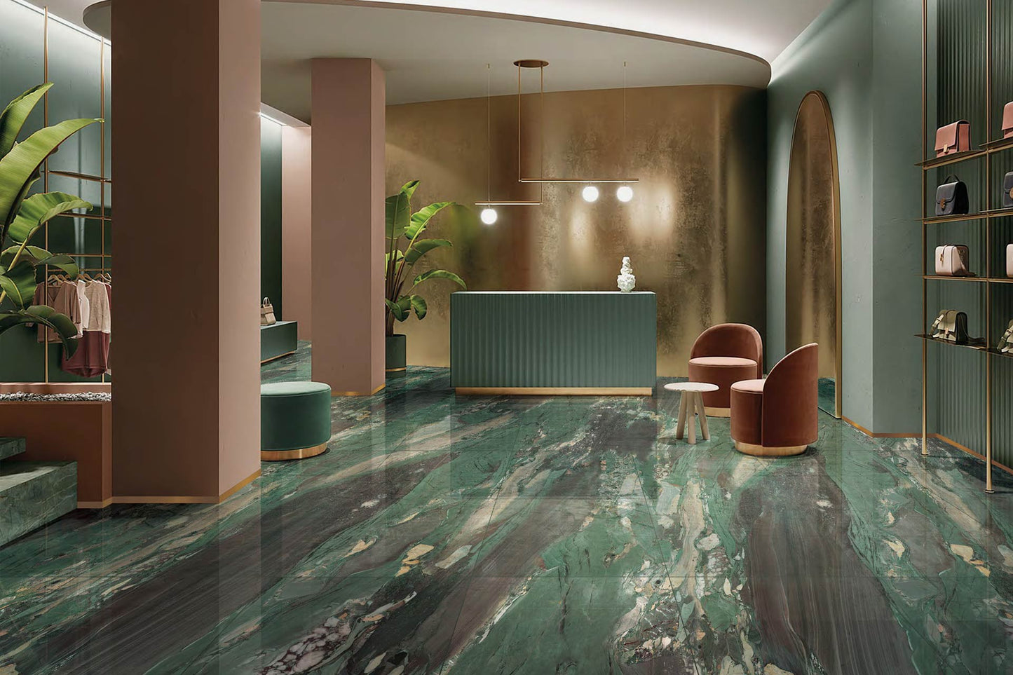 Four Seasons Green Marble - ceramica living mock up