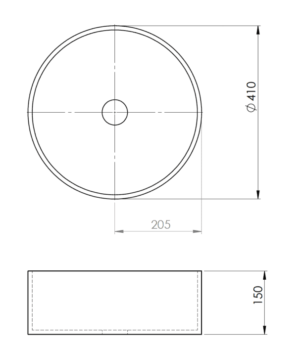 Grand Round Vessel Basin - ceramica living mock up