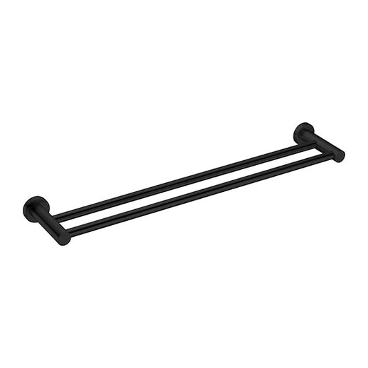 Mecca Matte Black Double Towel Rail 600mm