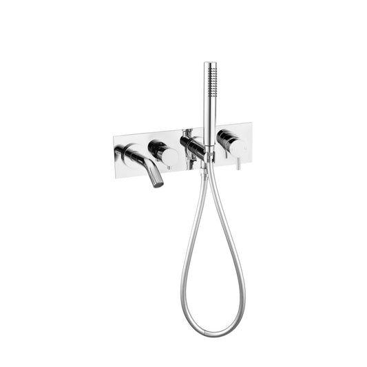 Mecca Chrome Wall Mounted Bath Mixer with Handshower