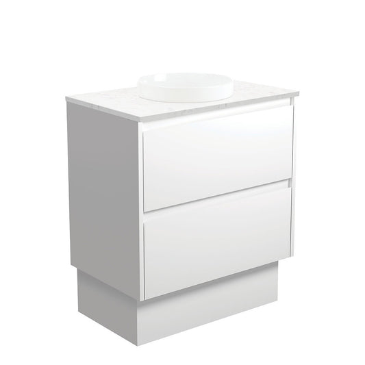 Reba Semi-Inset, Bianco Amato 750 Satin White Vanity on Kick