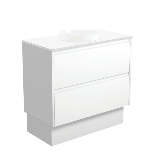 Reba Semi-Inset, Bianco Amato 900 Satin White Vanity on Kick